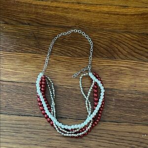 Elegant Red and Silver Beaded Necklace
